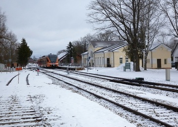 Postcard, New Year Card, Neujahrsgruss aus Fellin, Night Viljandi railway station, translation with nosudega rephoto