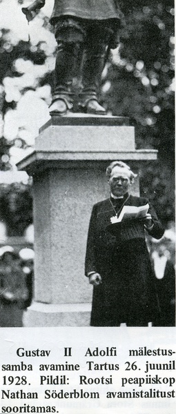 Swedish Chief Bishop Nathan Söderblom opens Gustav II from Adolf's monument in Tartu 26.06.1928