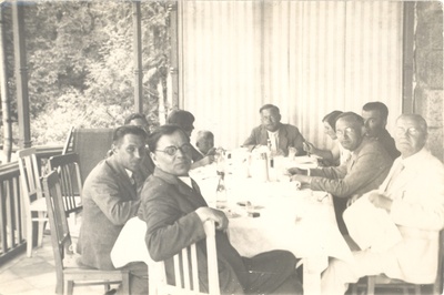 Vilde, Eduard and others at the home of Latvian writers and journalists in Sigulda in the 1930s.  duplicate photo