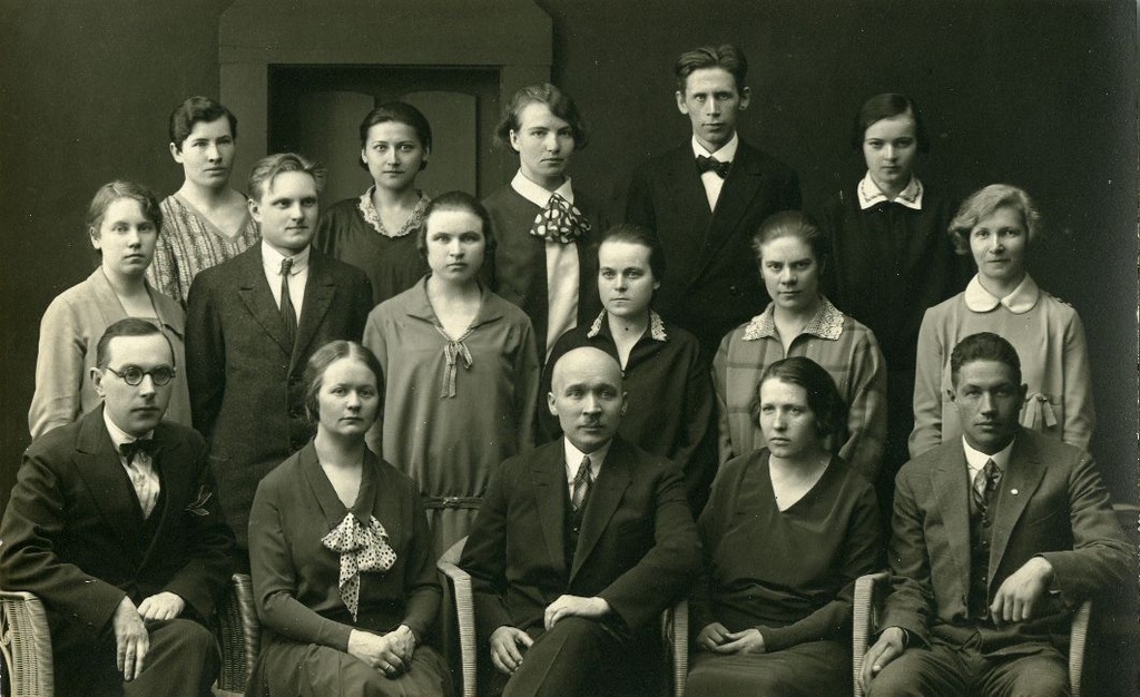 Group of students (including V. Adams) with Johannes Adamson
