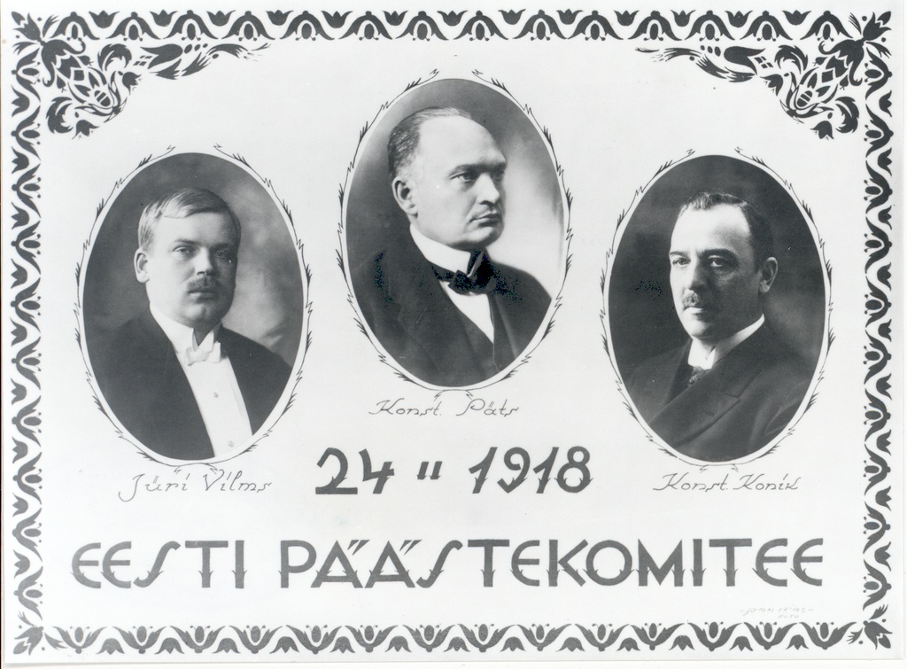 Estonian Rescue Committee 24.02.1918. Jüri Vilms, Konstantin Päts and Konstantin Konik