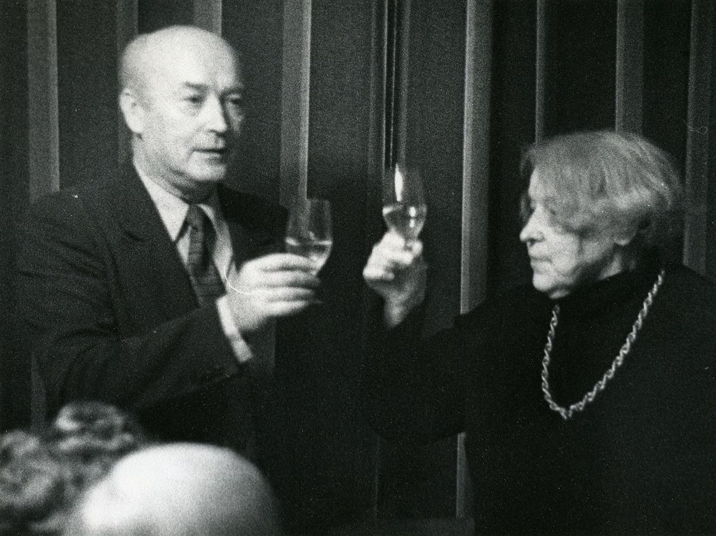 Kalju Kääri and Betti Alver poets at the 75th anniversary evening at the Tartu Kirjanikes House 27th November 1981