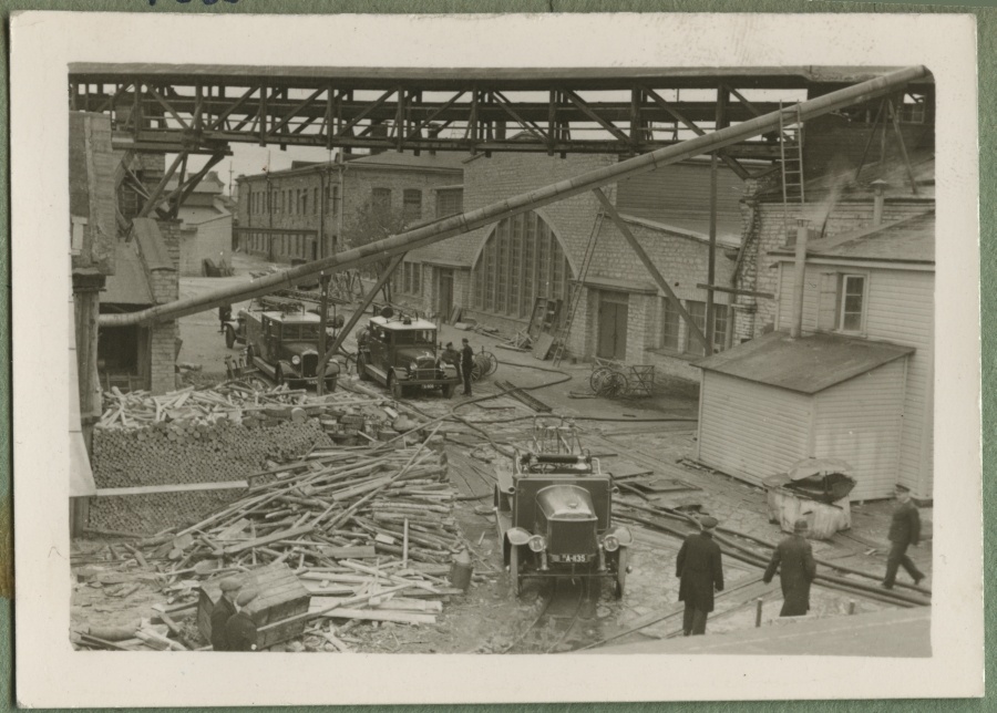 Firefighting cars at a. m. Luther factory courtyard