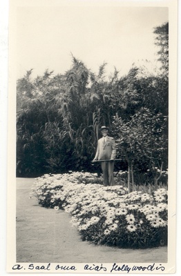 Hall, Andres, writer in his garden in Hollywood  duplicate photo