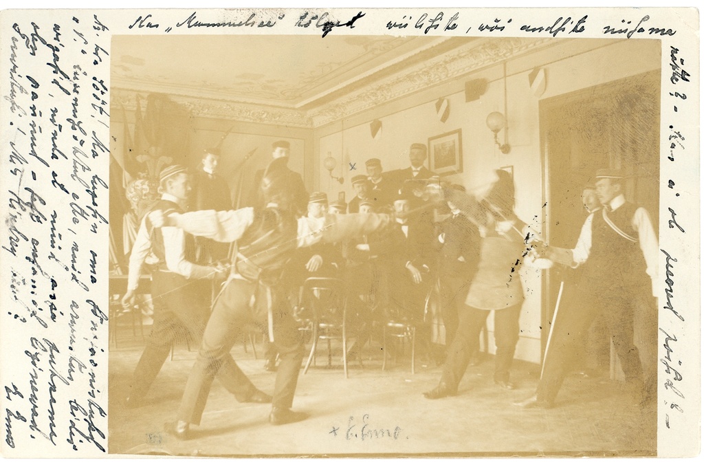 Students wandering, among them Ernst Enno