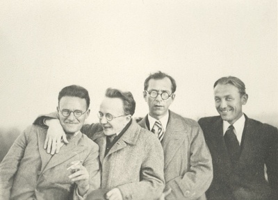 Heiti Winvik, Paul Viiding, Mart Raud, Bernard Kangro  duplicate photo