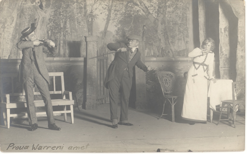 G. b. Shaw "Proua Warren's Amet" "Estonia" [1912] Vas. : Alfred Sällik (? ), Paul Pinna, Netty Pinna