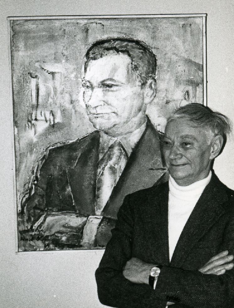 Karl Ristikivi with his portrait