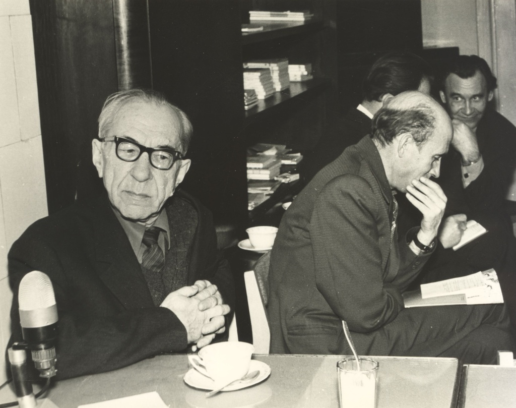 Mart Raud, Ants Järv, Abel Nagelmaa in Tartu, the House of Writers in 1972.