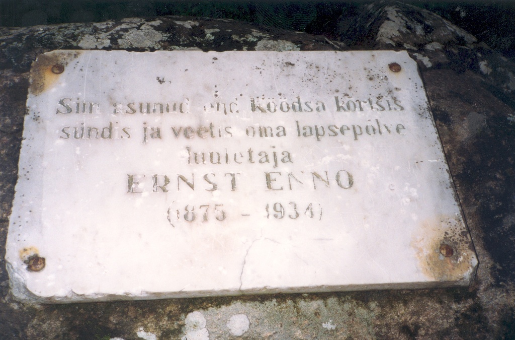 Memorial stone at Ernst Enno's birthplace Valgutas