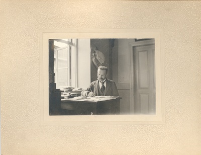 K. e. Sööt in his business (in the office of the book store and printing house) in Tartu, Aleksandri tn. %, 1901  duplicate photo