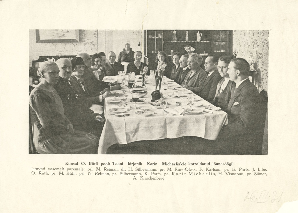 At lunch organized by the Danish writer Karin Michaelis [26. III 1931 a]