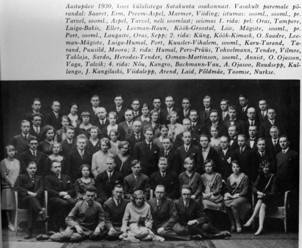 The anniversary of "Veljesto" in 1930 with visitors from the Department of Satakunta of the University of Helsinki. RMT "EC "Veljesto" 1920-1975" Lund 1976, pp 25