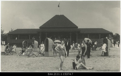 Pärnu Summer Beach Pavilion skiing in the backyard  duplicate photo