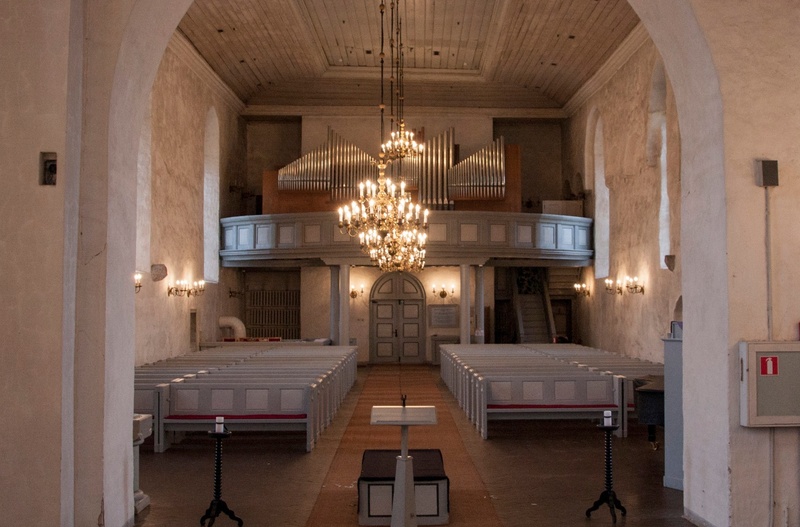 foto albumis, Viljandi, Jaani kirik, kantsel, pingid, orel, u 1915, foto J. Riet rephoto