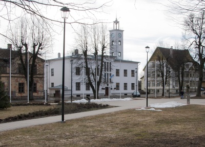 foto, Viljandi, linnaväljak, raekoda, 1963, foto E. Veliste rephoto