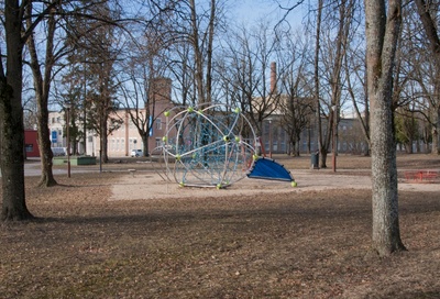 foto, Viljandi, Pioneeride park, linavabrik, 1960, foto A. Kiisla rephoto