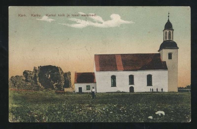 Postcard, Karksi-Nuia, Karksi kirik  duplicate photo