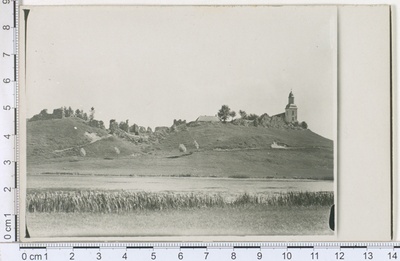 Ruins of Karksi castle with church, Lake Linnaveski  duplicate photo