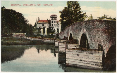 Vasalemma River with bridge and castle  duplicate photo