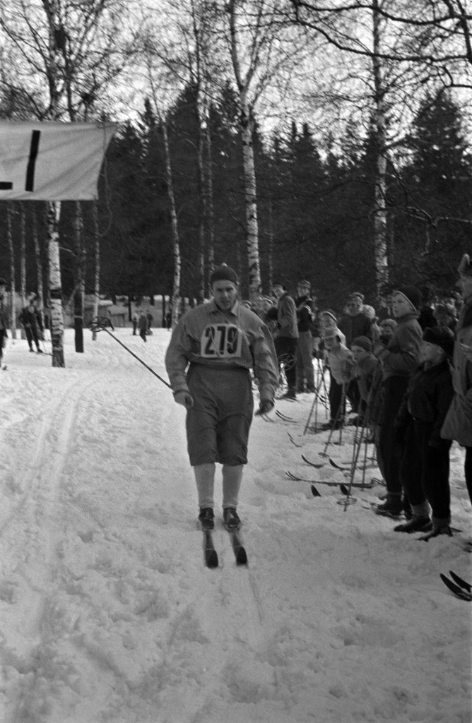 Hiihtäjiä, hiihtokilpailut Ruskeasuon liikuntapuistossa / Keskuspuistossa.