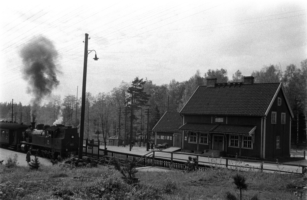 Juna Käpylän asemalla.