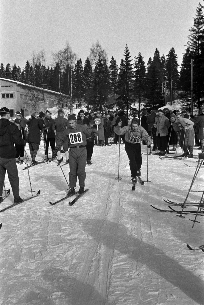 Hiihtäjiä, hiihtokilpailut Ruskeasuon liikuntapuistossa