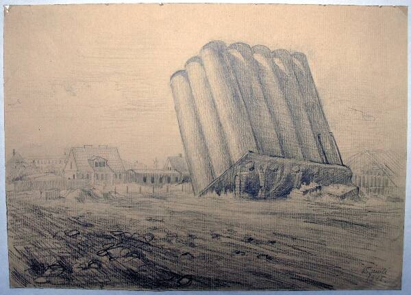 Silicon drawing. Tartu the elevator. 1945.