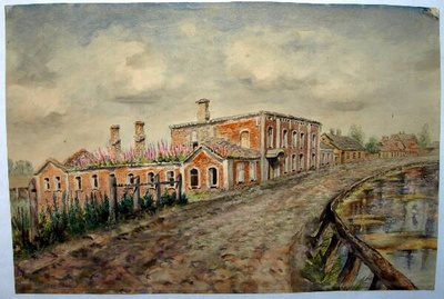 Aquarell. Meltsi ticks and sauna. 1944.  similar photo