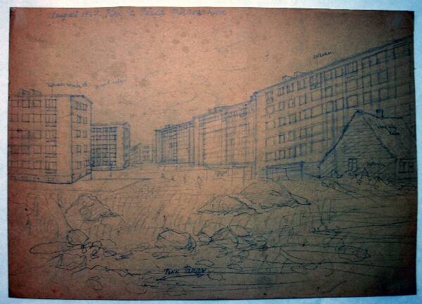 Silicon drawing. The corner of the long and Pärna Street. 1967.