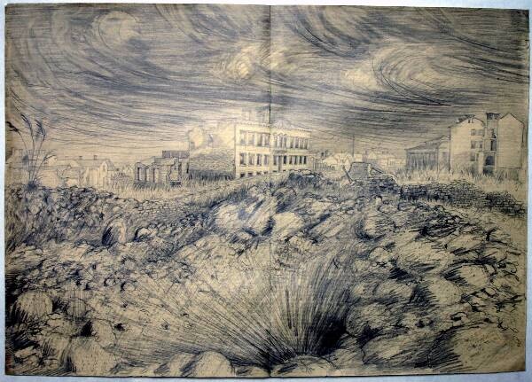 Silicon drawing. Narva Street. 1941.