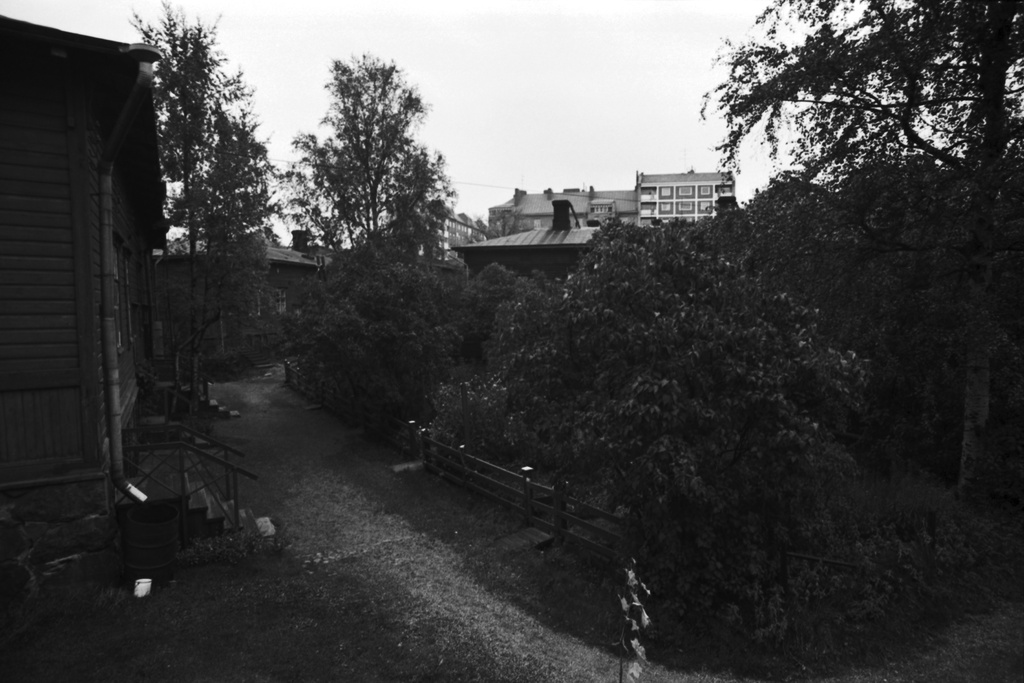 Lastenkodinkatu 2-10. Ruoholahden villojen syksyistä pihapiiriä.