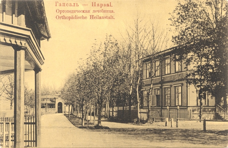 Postcard. Orthopaedic cure. Black and white.