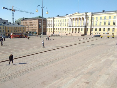 Keisarillisen Aleksanterin yliopiston päärakennus senaatintorinpuoleinen julkisivu. Unioninkatu 34. rephoto