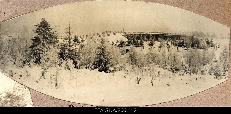 View of the burning bridge of Krivasoo during the War of Liberty.