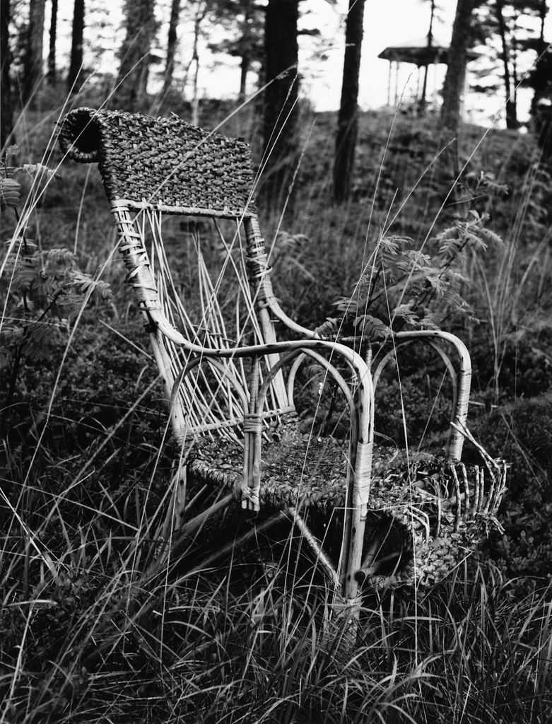 Laajasalo, Jollas, Villinginsalmi, Villa Majniemi , Om. Hallintoneuvos Rolf Tollander. Vanha korituoli puutarhassa.