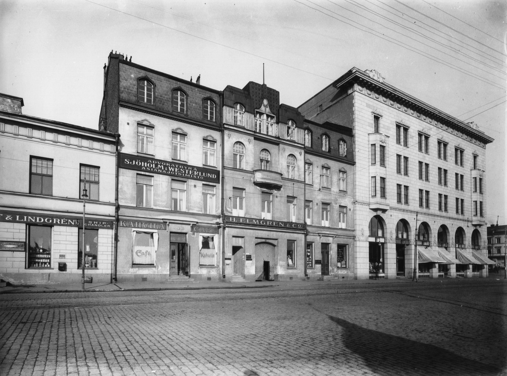 Eteläranta 16,18, 20. Eteläranta 18 talon suunnitellut Valter Thomé, 1909. Talo purettu 1950-luvun alussa. Talossa sijaitsivat Advokatbyrå Sjöholm & Westerlund ja H. Elmgren & Co.