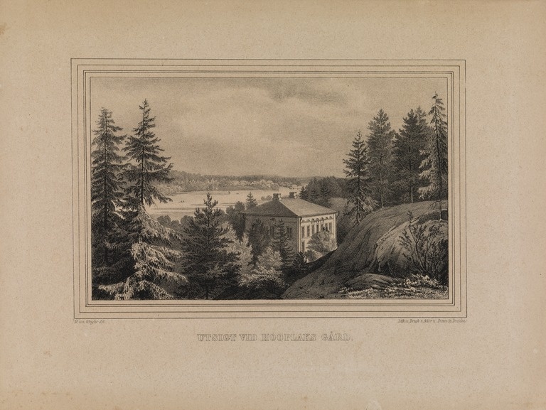 Huopalahden kartano, teoksesta Finland framställdt i teckningar 1845-1852.; grafiikka