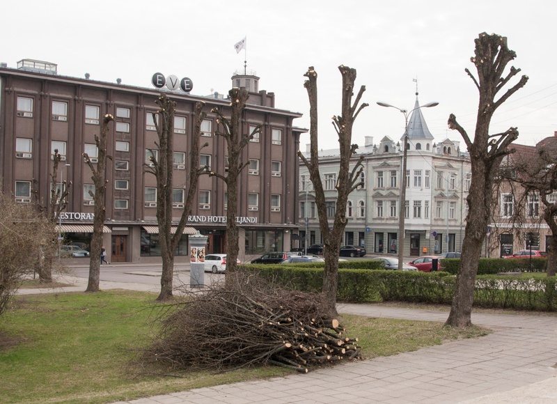 foto, Viljandi, Keskväljak, Tartu tn, majad, 1963, foto E. Veliste rephoto