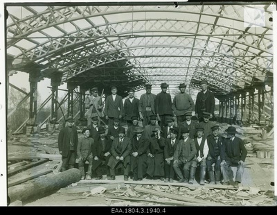 Construction workers and manager in the construction stage room, group photo  similar photo