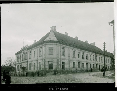 Real school building in the street of Riga in the street of Karlovi.  duplicate photo