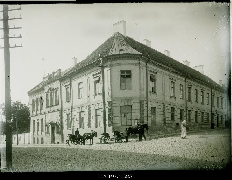 Real school building in the street of Riga in the street of Karlovi.