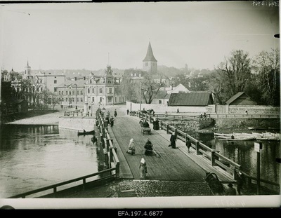 View of the wooden bridge and the broad street.  duplicate photo