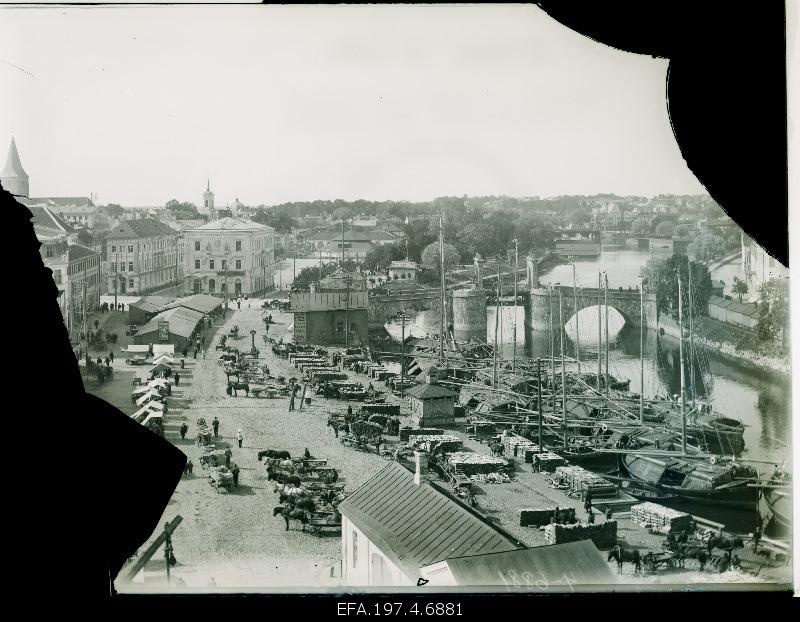 View of the tannight. Behind the edge of the stone bridge.