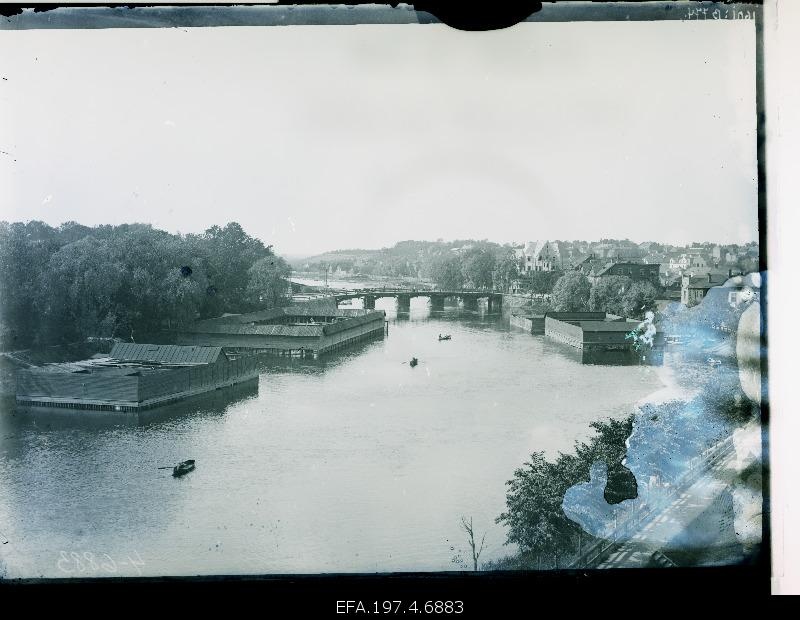 View of the wooden bridge and swimming pools on Emajõel.