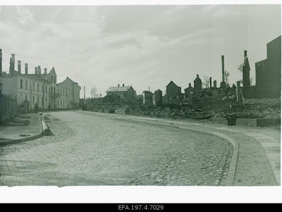Ruins in the Park and Star Street. On the right crushed park sauna.  duplicate photo