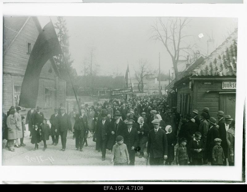 The Workers' 1st May demonstration at the corner of the broad and Jakobi street.