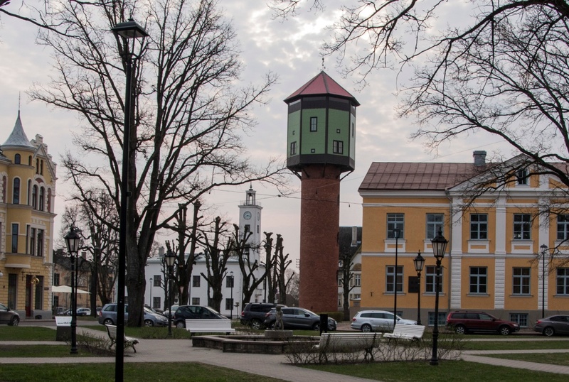 trükipostkaart, Viljandi, Laidoneri plats, veetorn, u 1937, ateljee Heino Tammet (Tallinn) rephoto