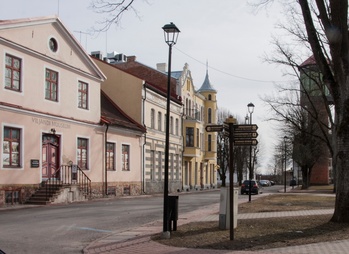 fotopostkaart, Viljandi, muuseum, arhiiv, kultuurikool, veetorn, värviline, u 1975 rephoto