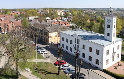 fotopostkaart, Viljandi, linn veetornist, raekoda, u 1925 rephoto